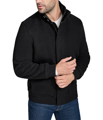 Cole Haan Long Sleeve Wool-Blend Bomber Jacket