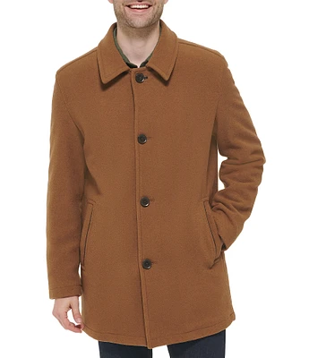 Cole Haan Wool Blend Collared Plush Car Coat