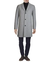 Cole Haan Melton Notch Collar Button Front Wool Blend Coat