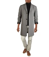 Cole Haan Melton Notch Collar Button Front Wool Blend Coat