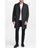 Cole Haan Melton Notch Collar Button Front Wool Blend Coat