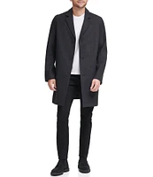 Cole Haan Melton Notch Collar Button Front Wool Blend Coat