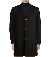 Cole Haan Melton Notch Collar Button Front Wool Blend Coat