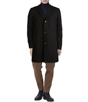 Cole Haan Melton Notch Collar Button Front Wool Blend Coat