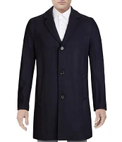 Cole Haan Melton Notch Collar Button Front Wool Blend Coat