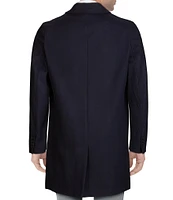 Cole Haan Melton Notch Collar Button Front Wool Blend Coat