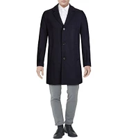 Cole Haan Melton Notch Collar Button Front Wool Blend Coat