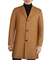 Cole Haan Melton Notch Collar Button Front Wool Blend Coat