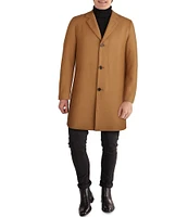 Cole Haan Melton Notch Collar Button Front Wool Blend Coat