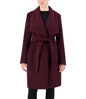 Cole Haan Signature Oversized Wing Collar Belted Wool Blend Wrap Coat