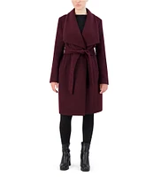 Cole Haan Signature Oversized Wing Collar Belted Wool Blend Wrap Coat