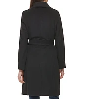 Cole Haan Signature Oversized Wing Collar Belted Wool Blend Wrap Coat