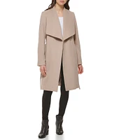 Cole Haan Signature Oversized Wing Collar Belted Wool Blend Wrap Coat