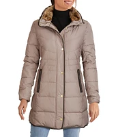 Cole Haan Signature Zip Front Faux Fur Lined Down Puffer Coat