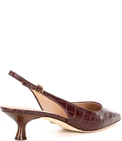 Cole Haan Tayla Crocodile Embossed Leather Kitten Heel Slingback Pumps