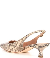 Cole Haan Tayla Snake Print Leather Kitten Heel Slingback Pumps