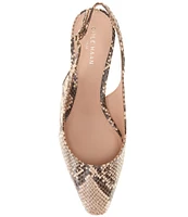 Cole Haan Tayla Snake Print Leather Kitten Heel Slingback Pumps