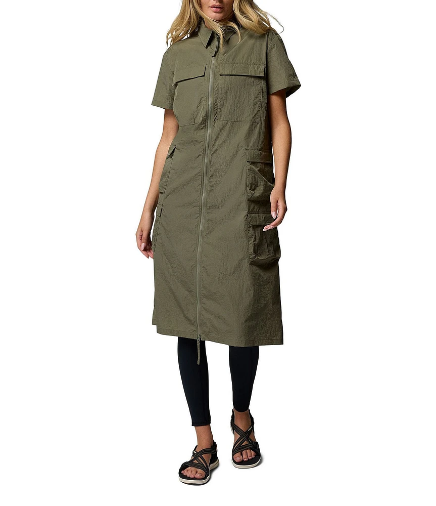 Columbia Elevated View Utility Point Collar Short Sleeve Pocketed Fit & Flare Dress