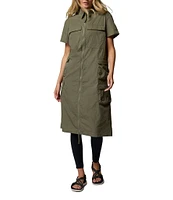 Columbia Elevated View Utility Point Collar Short Sleeve Pocketed Fit & Flare Dress