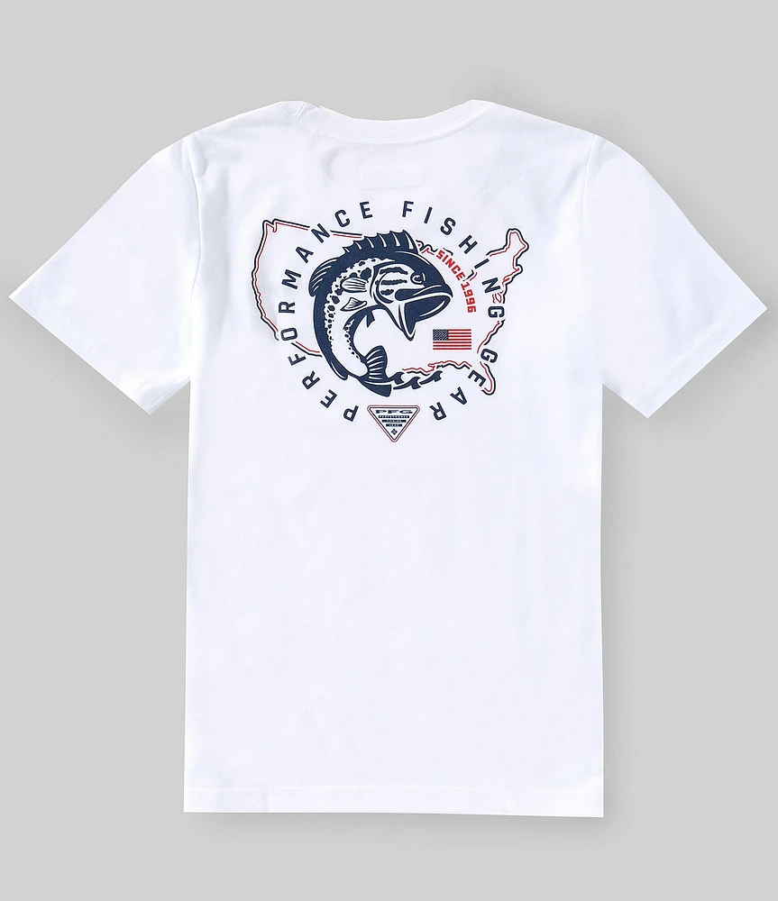 Columbia Little/Big Boys 4-18 Short Sleeve PFG™ Elements Americana Fish Graphic T-Shirt
