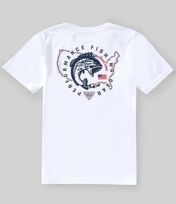 Columbia Little/Big Boys 4-18 Short Sleeve PFG™ Elements Americana Fish Graphic T-Shirt