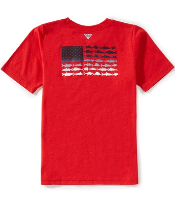 Columbia Little/Big Boys 4-18 Short Sleeve PFG™ Elements Fish Flag Graphic T-Shirt