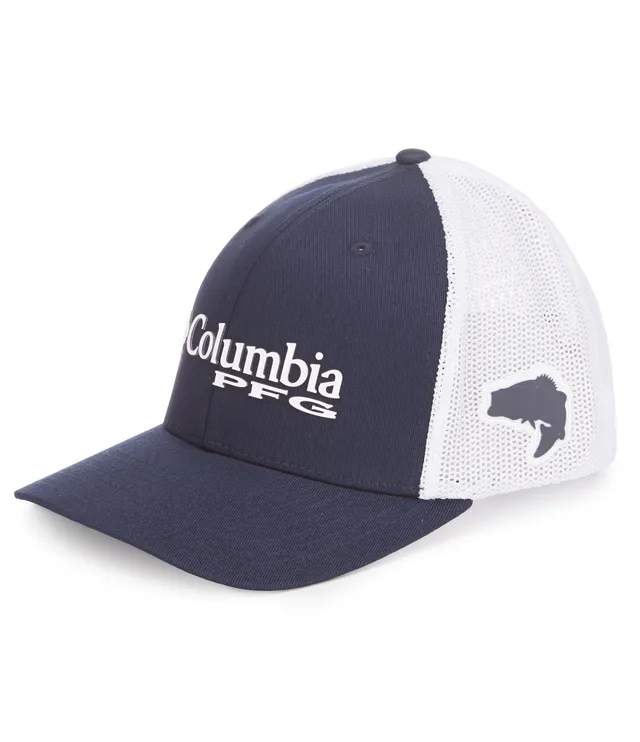 Columbia PFG Pattern Fish Flag Mesh Trucker Snapback Hat - White/Red