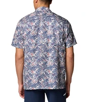 Columbia PFG Super Slack Tide Fish Novelty Print Short-Sleeve Pocket Camp Shirt