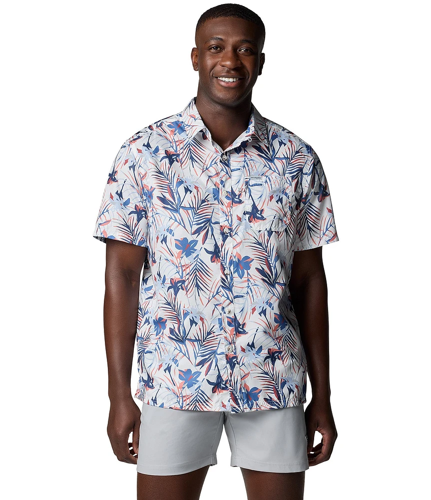 Columbia PFG Super Slack Tide Short-Sleeve Tropical Printed Woven Camp Shirt
