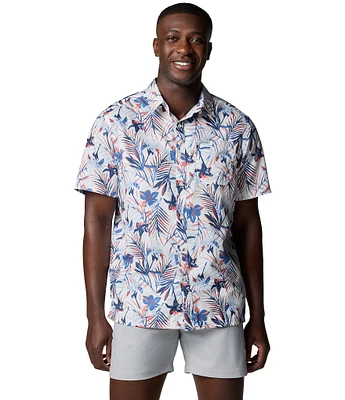 Columbia PFG Super Slack Tide Short-Sleeve Tropical Printed Woven Camp Shirt