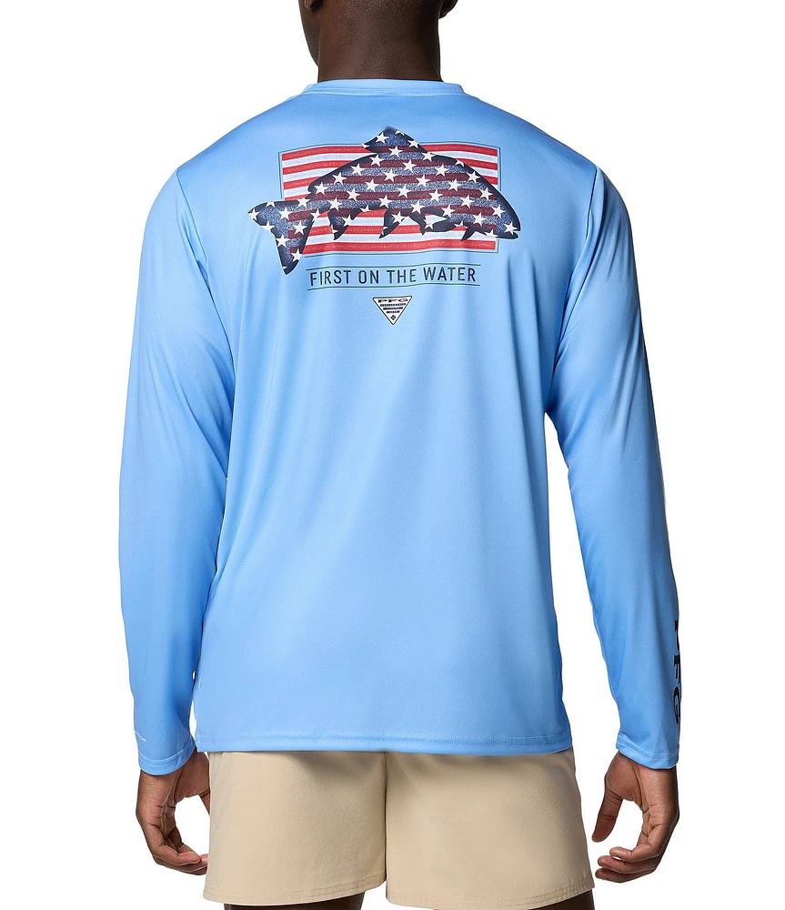 Columbia PFG Terminal Tackle Fins and Stripes Long Sleeve T-Shirt