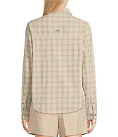 Columbia Women's PFG Wildcast Performance Yarn Dye Plaid Print Long Sleeve Button Front Shirt
