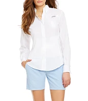 Columbia Womens Tamiami II Long Sleeve Woven Point Collar Roll-Tab Sleeves Button Front Shirt