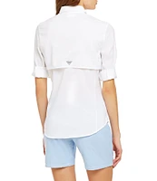 Columbia Womens Tamiami II Long Sleeve Woven Point Collar Roll-Tab Sleeves Button Front Shirt