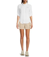 Columbia Womens Tamiami II Long Sleeve Woven Point Collar Roll-Tab Sleeves Button Front Shirt