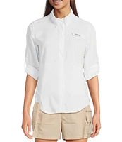 Columbia Womens Tamiami II Long Sleeve Woven Point Collar Roll-Tab Sleeves Button Front Shirt