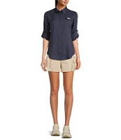 Columbia Womens Tamiami II Long Sleeve Woven Point Collar Roll-Tab Sleeves Button Front Shirt