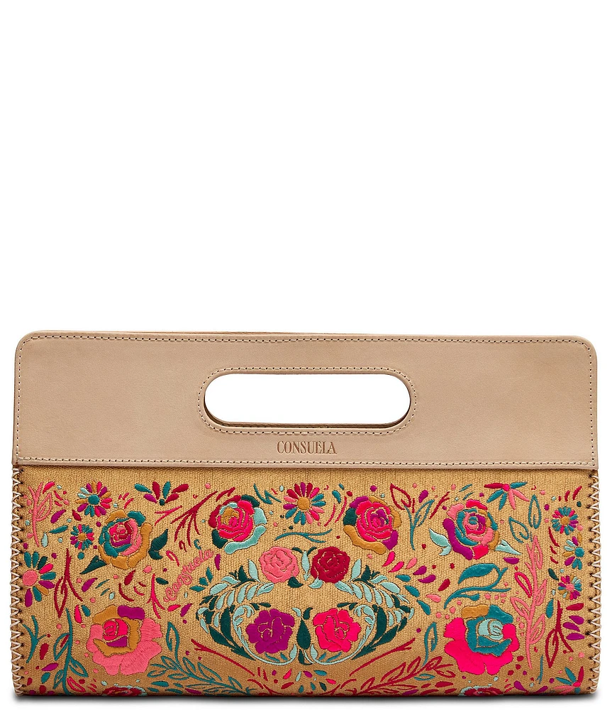 Consuela Bronzer Floral Top Handle Super Clutch