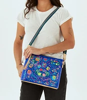 Consuela Mango Downtown Bright Blue Floral Detailed Crossbody Bag