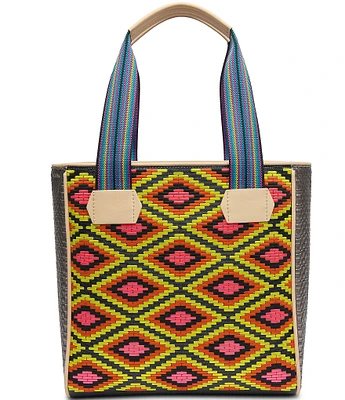 Consuela Rae Embroidered Diamond Pattern Classic Tote Bag