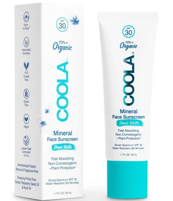 Coola Mineral Face Organic Sunscreen Lotion Sheer Matte SPF 30