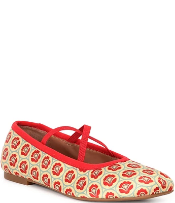 Copper Key Alette Floral Grosgrain Cross Strap Ballet Flats