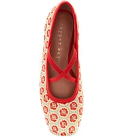 Copper Key Alette Floral Grosgrain Cross Strap Ballet Flats