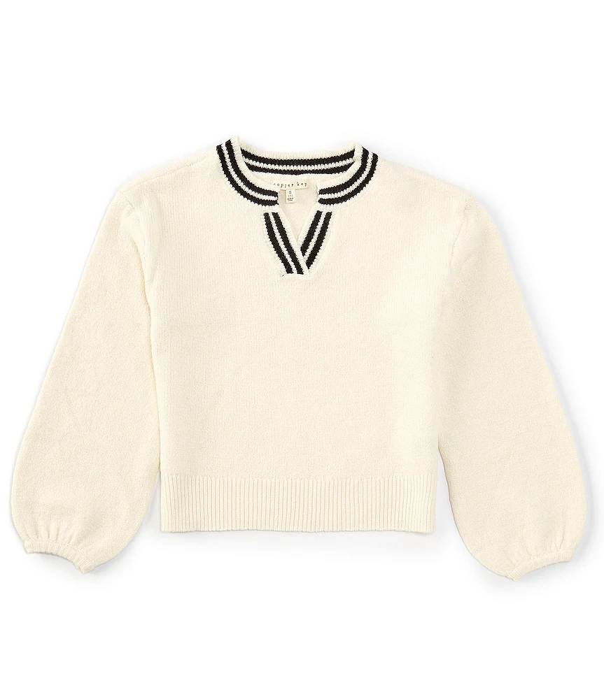 Copper Key Big Girls Split Neck Sweater