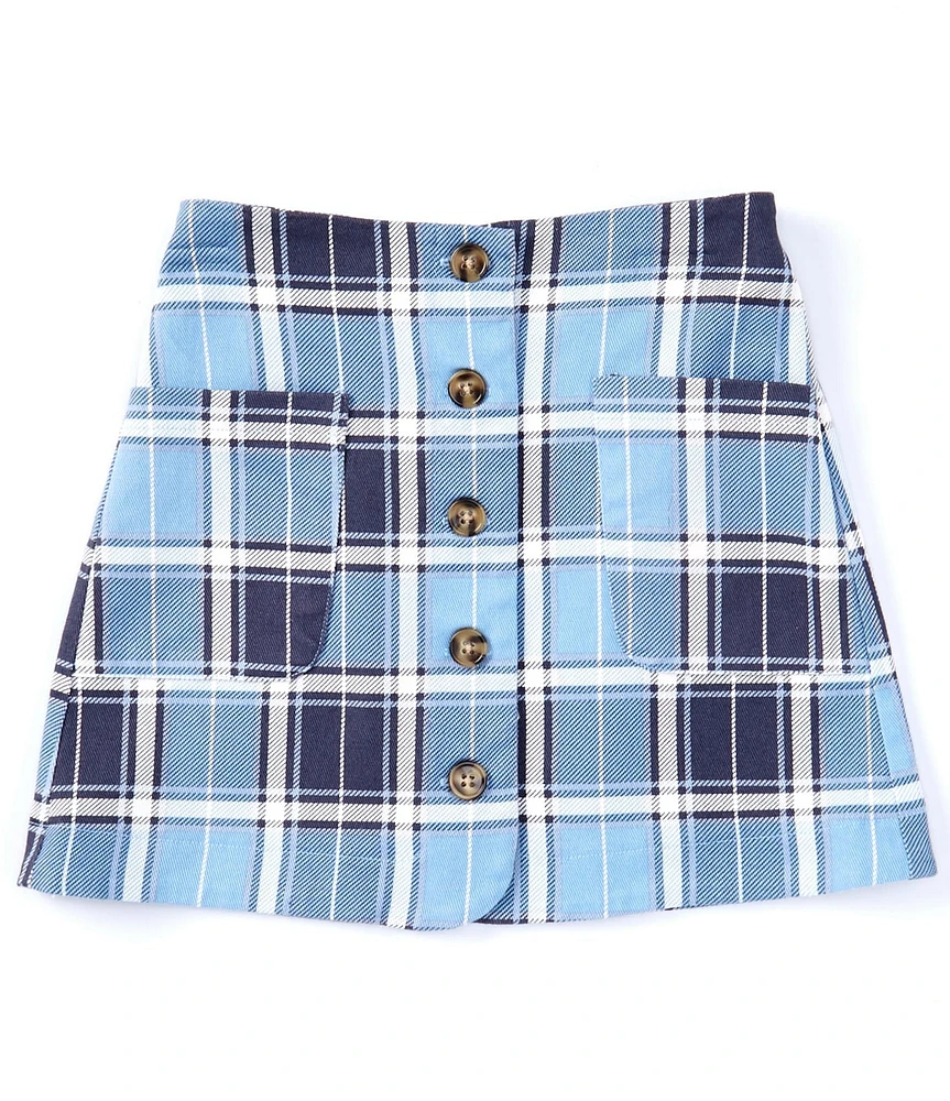 Copper Key Big Girls 7-16 Button Front Plaid Skirt