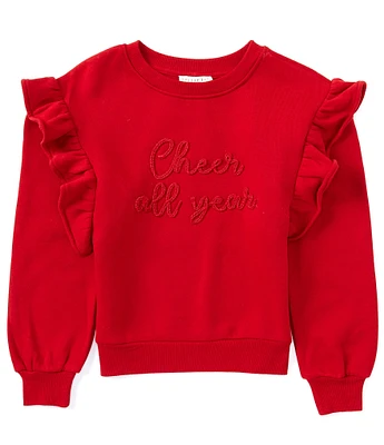 Copper Key Big Girls 7-16 Cheer All Year Long Sleeve Ruffle Top