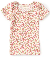 Copper Key Big Girls Ditsy Floral Pointelle Short Sleeve T-Shirt