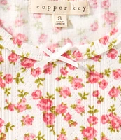 Copper Key Big Girls Ditsy Floral Pointelle Short Sleeve T-Shirt
