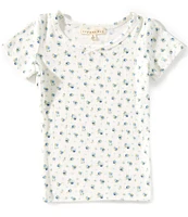 Copper Key Big Girls Ditsy Floral Pointelle Short Sleeve T-Shirt