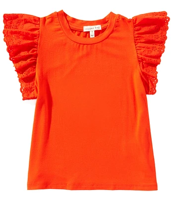 Copper Key Big Girls Eyelet Flutter Sleeve Top